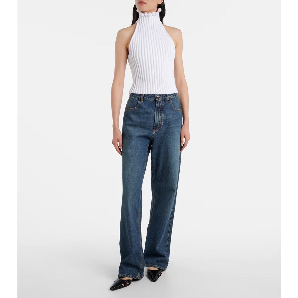 Alaïa Rib-Knit Halter Cropped Top - 4 - Picture 2 of 8